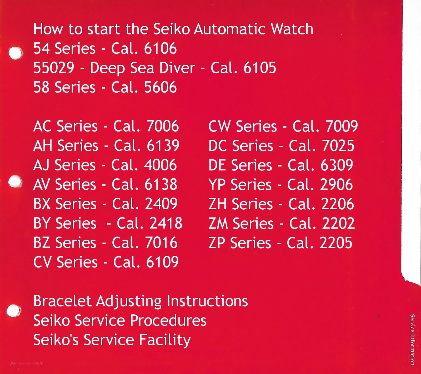 the Time Sonar SEIKO USER/INSTRUCTION MANUAL, Part 3 Mechanical