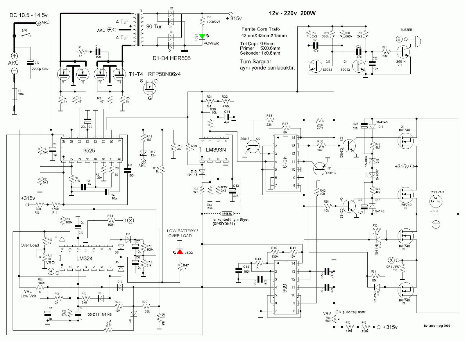 Schematics diagrams: Inverter circuit diagram DC 12V to AC ...