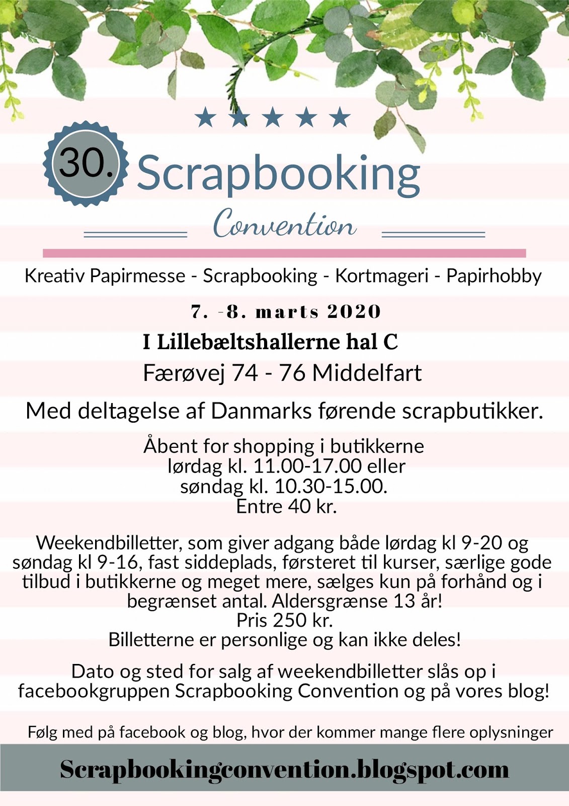 Scrapbooking Convention 30. Scrapbooking Convention 7. og 8. marts 2020