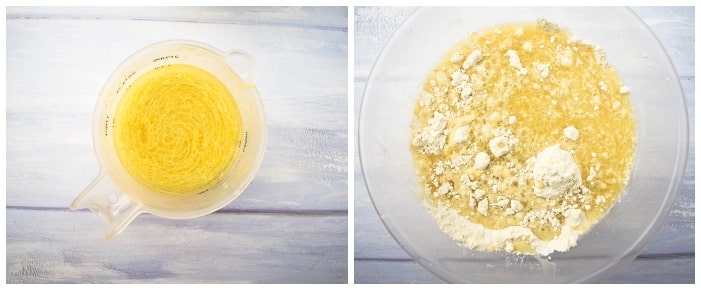 Vegan Lemon Muffins - Step 4 (oil add to milk and wet ingredients added to dry ingredients)