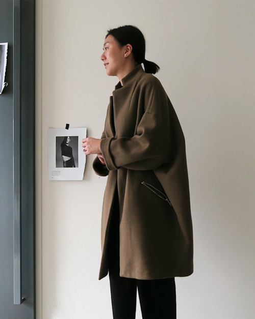 [LittleBlack] Baggy Zip Pocket Coat KSTYLICK Latest Korean Fashion