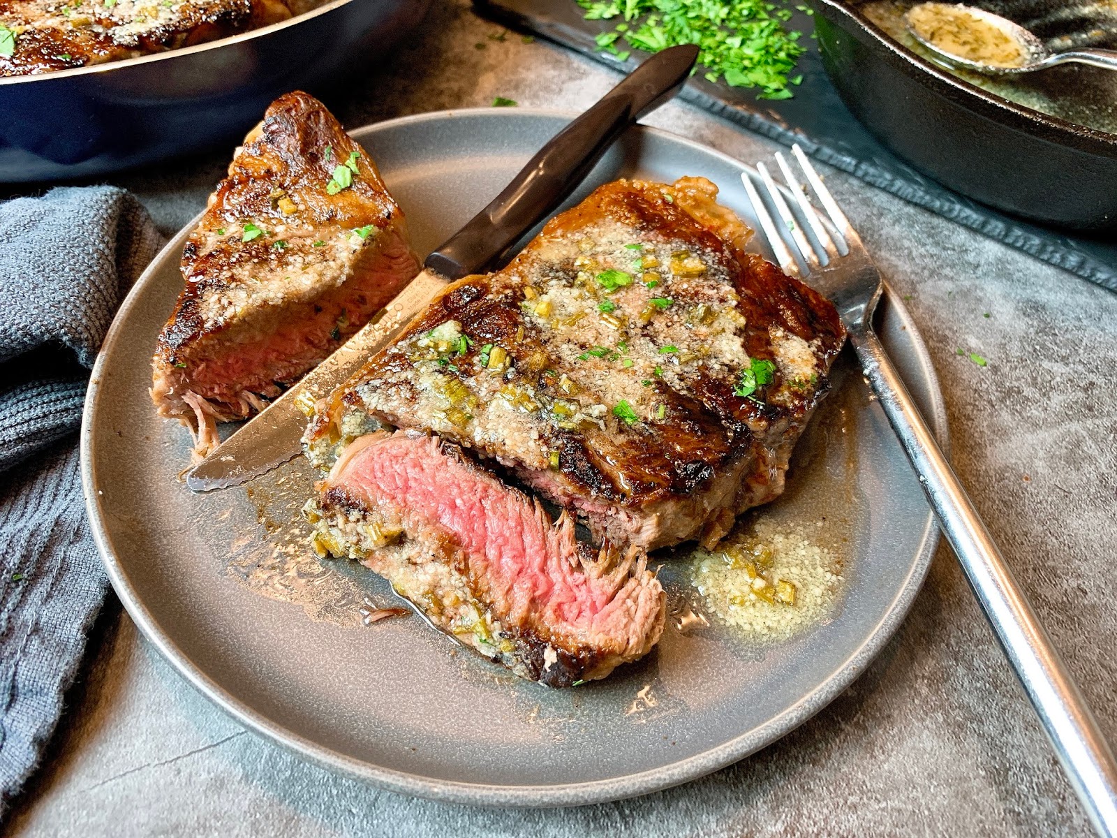 Steaks with Parmesan-Chive Butter