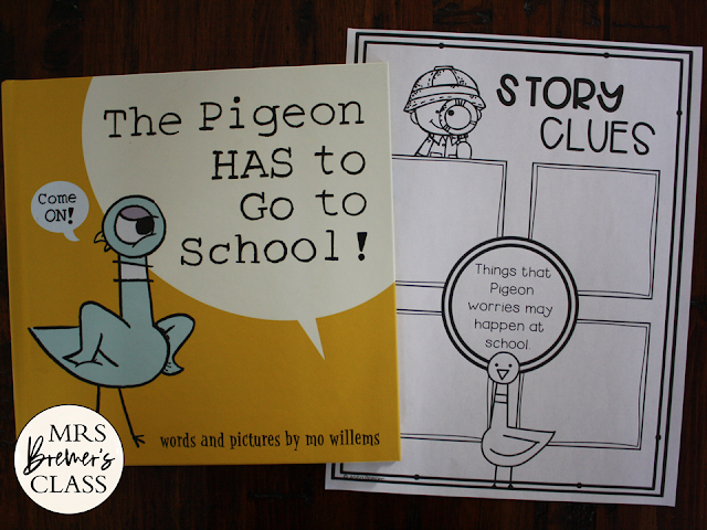 Pigeon HAS to Go to School book study activities unit with Common Core aligned literacy companion activities & craftivity for Kindergarten & First Grade