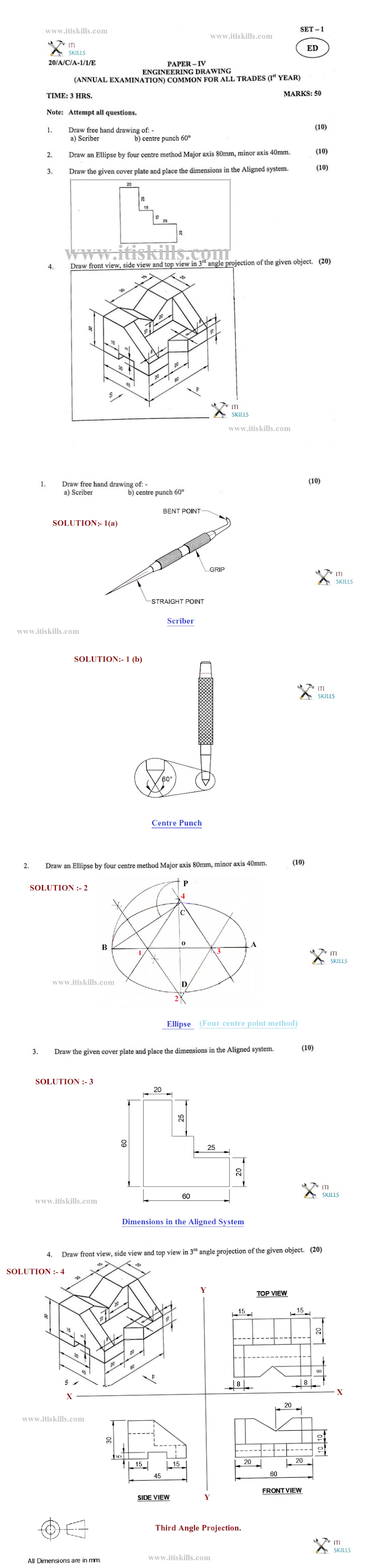 ITI Engineering Drawing Paper 1st Year