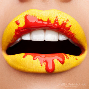 Hot Yellow Red Lip Makeup