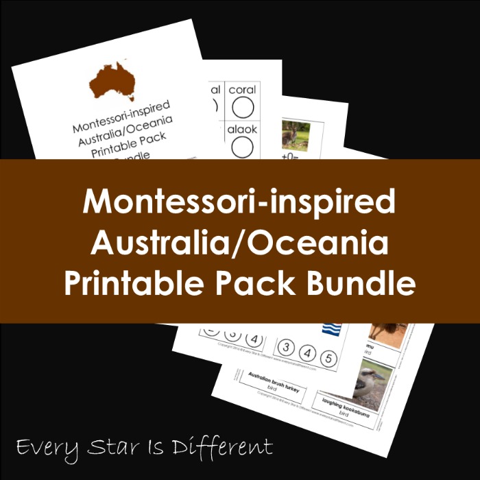 Montessori-inspired Australia/Oceania Unit Printable Pack Bundle