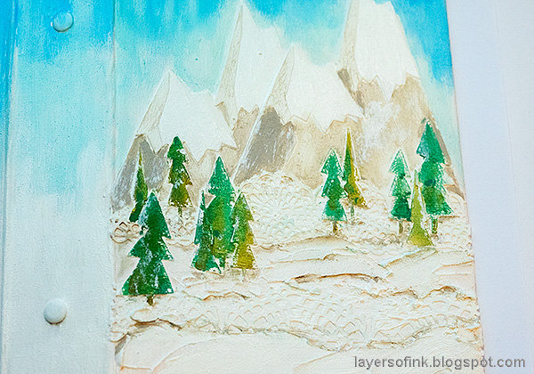 Layers of ink - Snowy Mountains December Daily Tutorial by Anna-Karin Evaldsson.