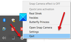 Quitter Snap Camera