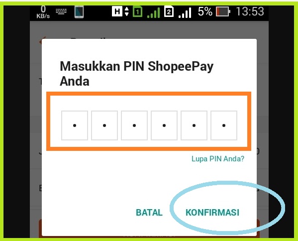 Mengkonfirmasi Dengan PIN ShopeePay Mengkonfirmasi Dengan PIN ShopeePay