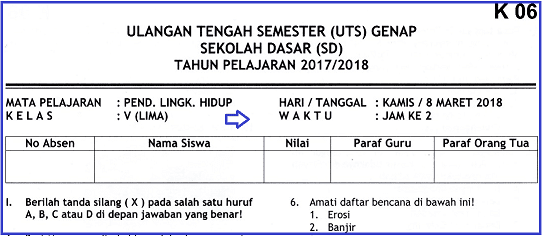 Soal Uts 2 Plh Kelas 5 Sd Terbaru Dan Kunci Jawaban