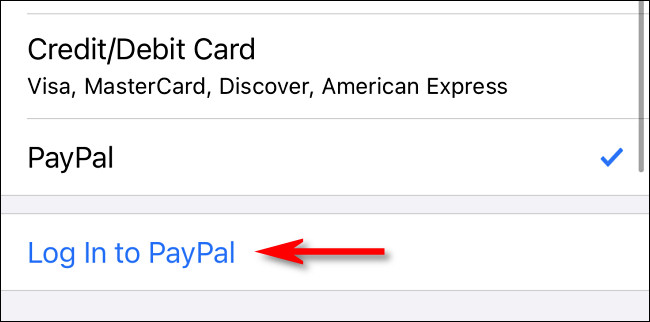 اضغط على "تسجيل الدخول إلى PayPal"