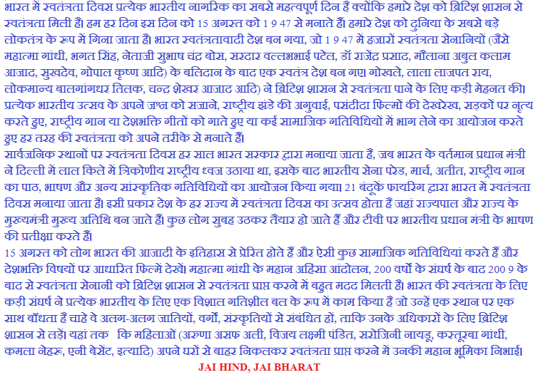 Independence Day Hindi Speech