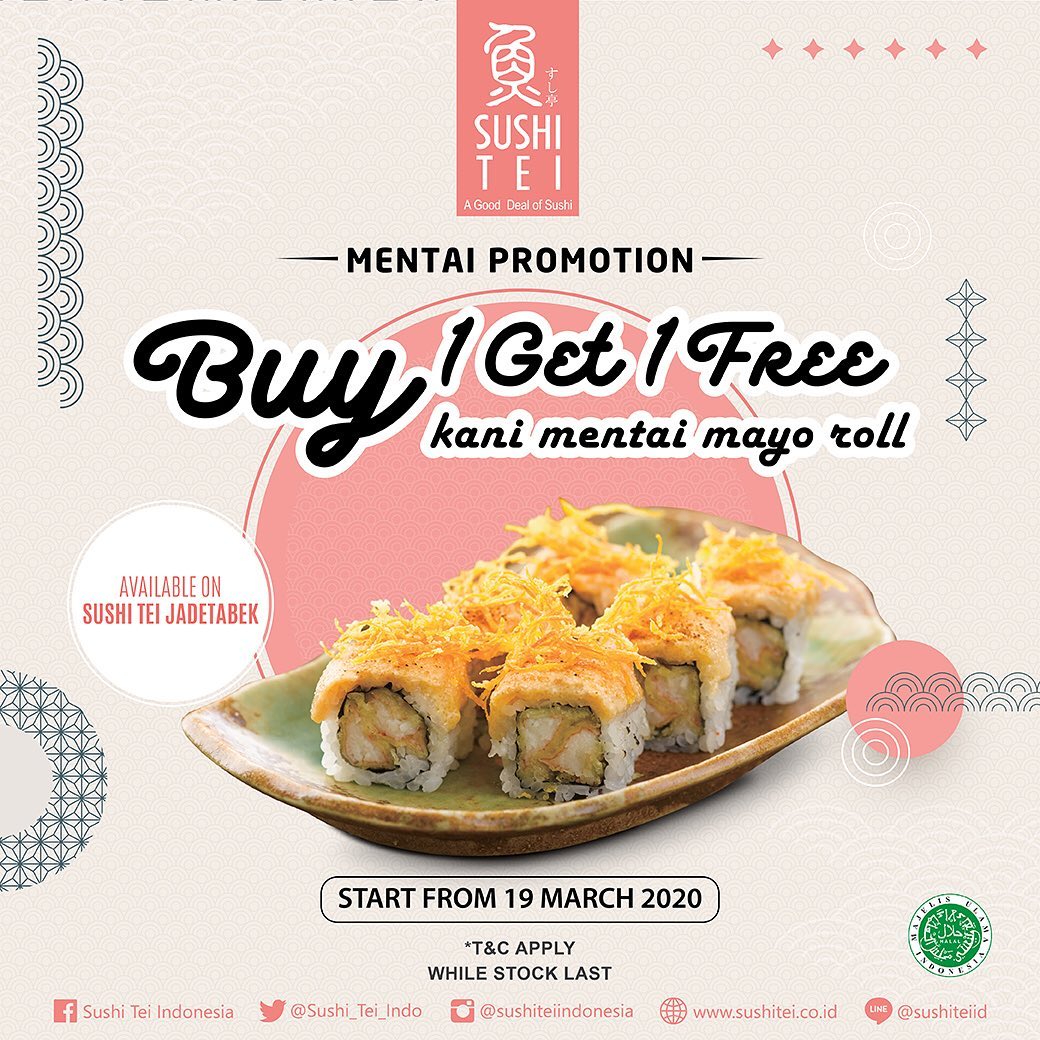 Sushi Tei Promo Buy 1 Get 1 Free Paket Kani Mentai Mayo Roll