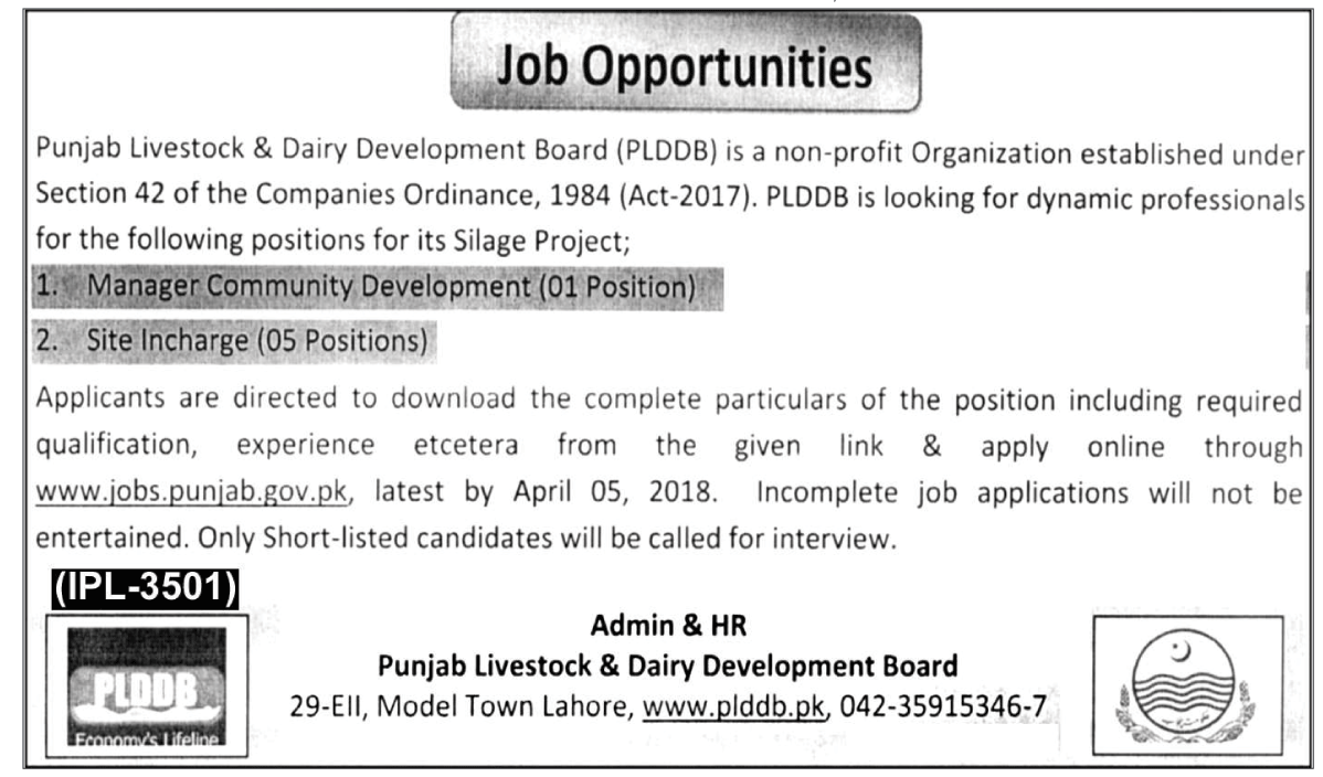 Jobs In Livestock And Dairy Development Department March 2018 Latest