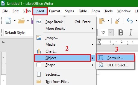 how to insert math equation in libreoffice