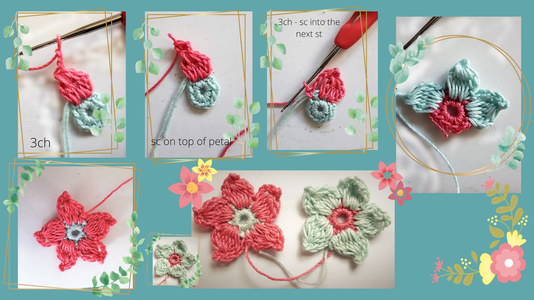 Flor a ganchillo paso a paso - crochet flower step by step