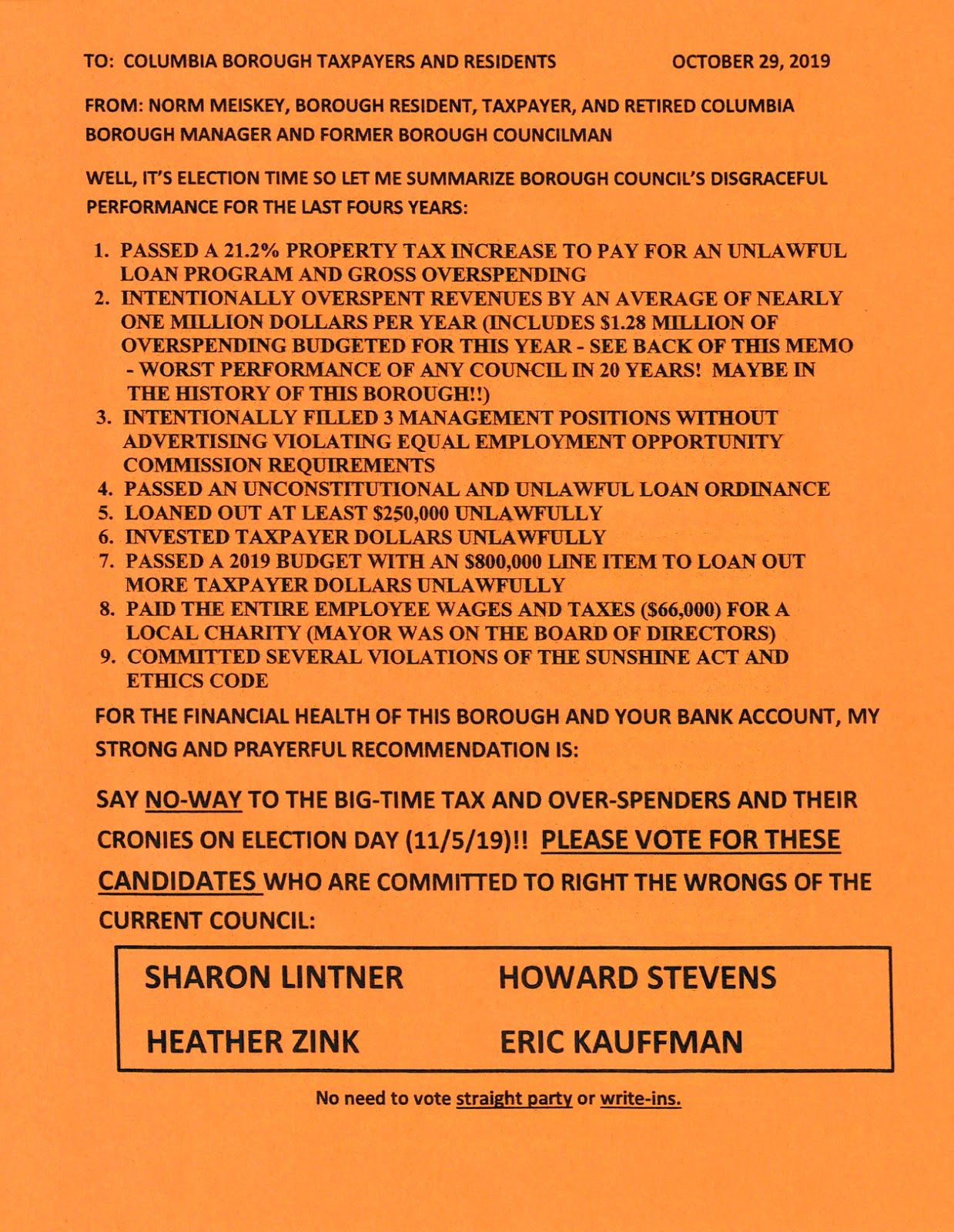 The Columbia Concerned Citizens Association 2019