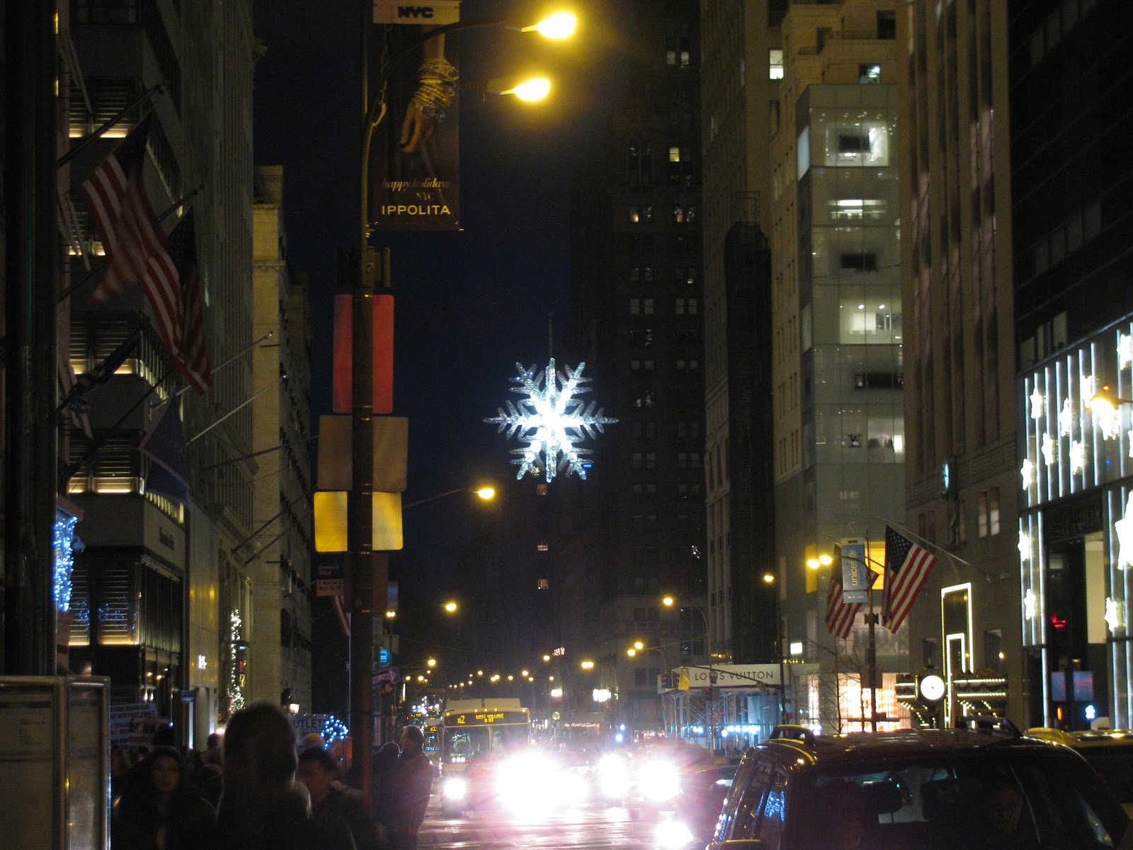 the giant snowflake star on 57th and fifth