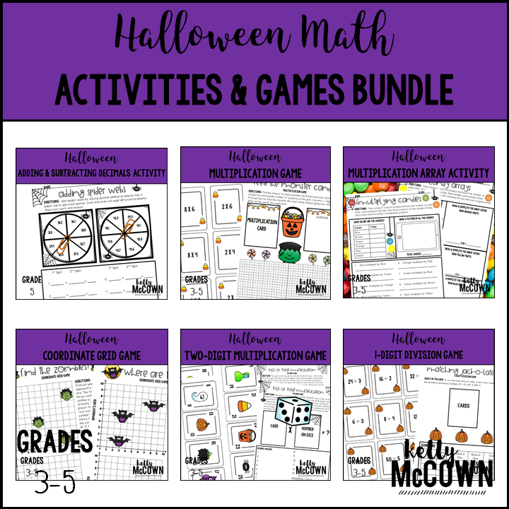 Kelly McCown Halloween Elementary Math Activities and Games BUNDLE