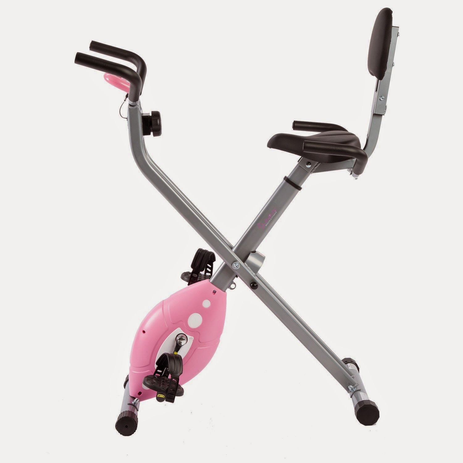 Sunny Pink Folding Recumbent Bike, review, with 8 levels of adjustable tension, cushioned seat with back support, compact, folding frame design for easy storage