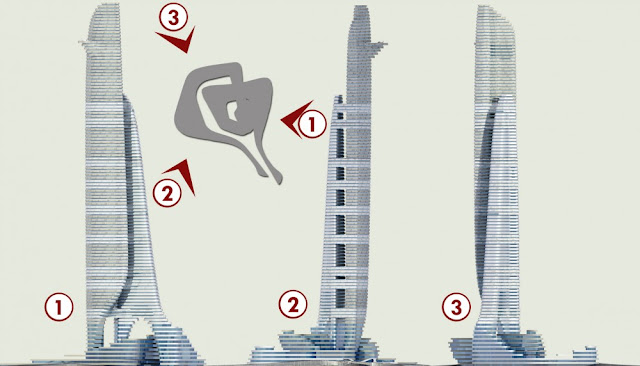 Diagrams of new skyscraper from different sides
