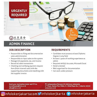Admin Finance di PT Independent Research and Advisory Indonesia