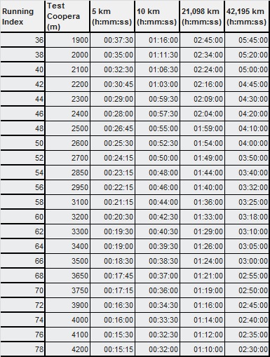 polar m400 running index