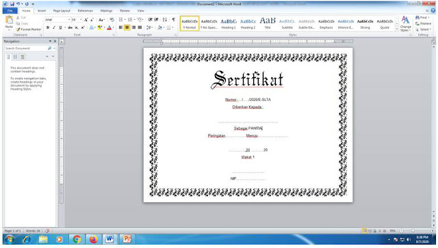 CARA MEMBUAT SERTIFIKAT DENGAN MENGGUNAKAN BINGKAI BAWAAN