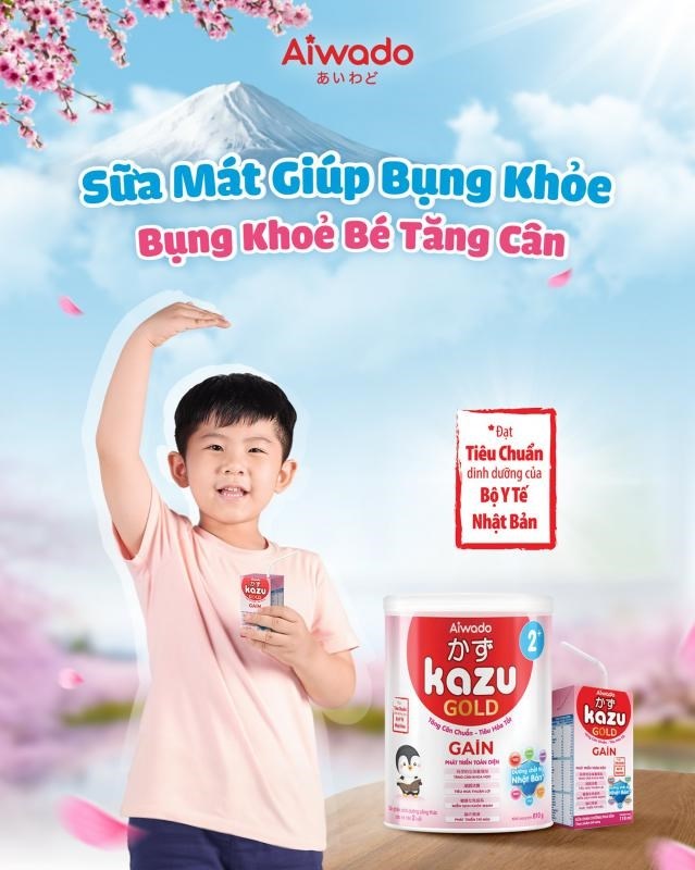 [AIWADO] Sữa Mát Tăng Cân Kazu Gain Gold 2+ 350g (Trên 24 Tháng)