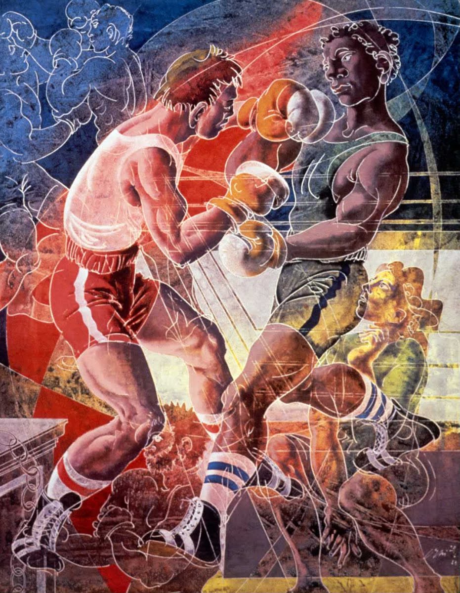 спортивная живопись. бокс это искусство. спорт в искусстве. зимний спорт в живописи. художник leroy neiman.