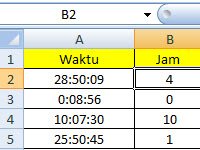 Penggunaan fungsi HOUR,MINUTE ,INTdan SECOND dalam Excel