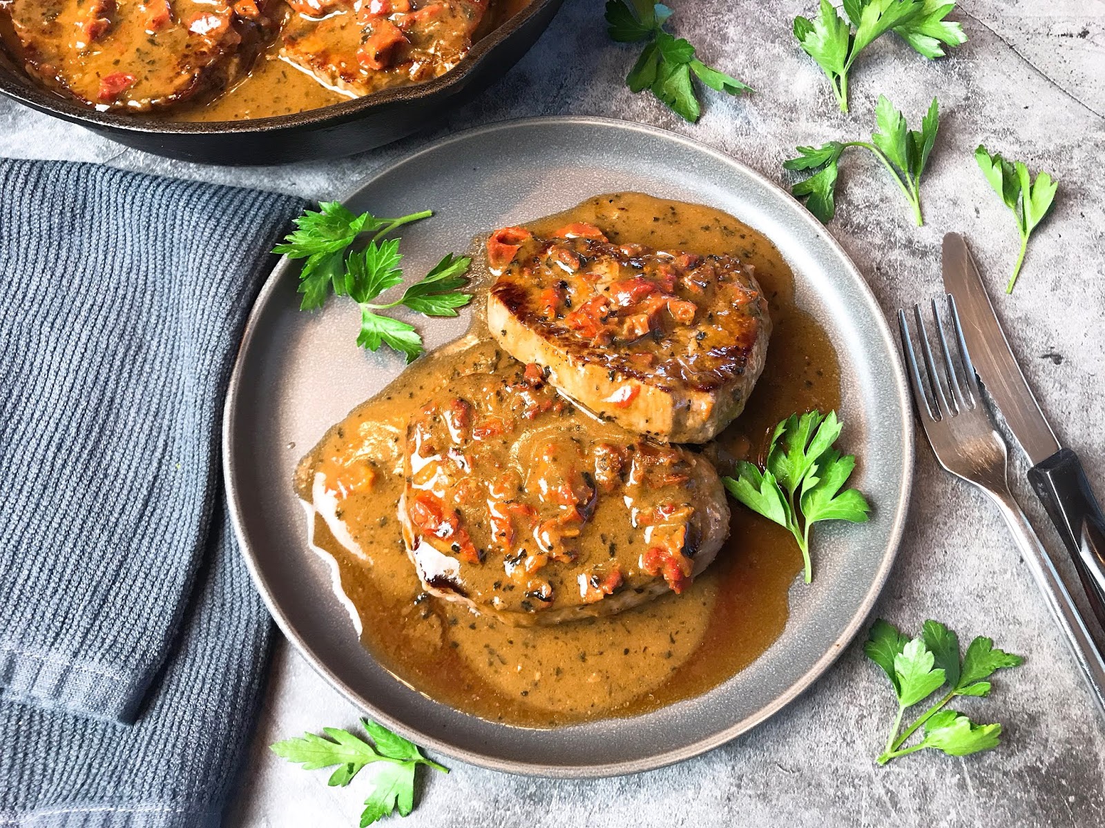 Seared Steaks with Sun Dried Tomato Gravy