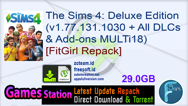 The Sims 4: Deluxe Edition (v1.77.131.1030 + All DLCs & Add-ons + Online Features, MULTi18) [FitGirl Repack]