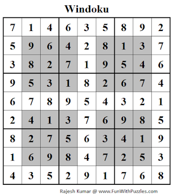 Windoku (Daily Sudoku League #117) Solution