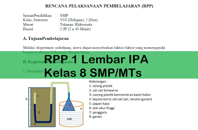 RPP 1 Lembar IPA Kelas 8 SMP/MTs