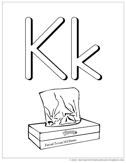 K is for Kleenex coloring page
