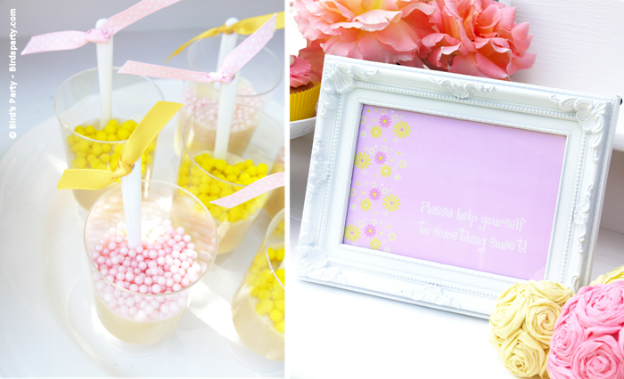 A Pink and Yellow Bridal Shower with Free Party Printables  - BirdsParty.com