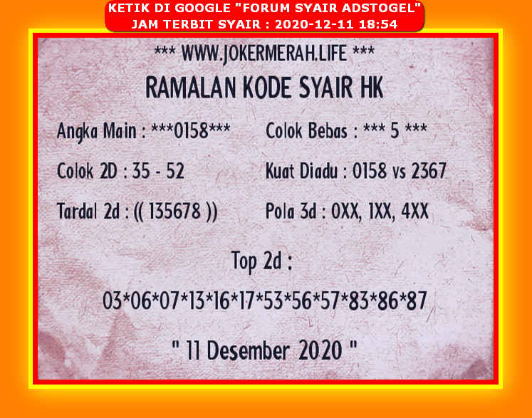 1 New Message Kode Syair Hongkong 11 Desember 2020 Forum Syair Togel Hongkong Singapura Sydney