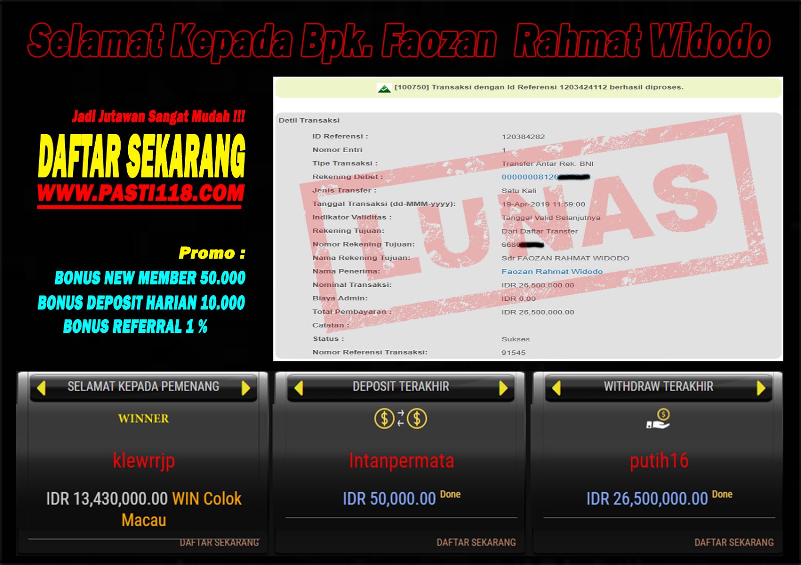 Pemenang Togel Pasaran Cambodia tanggal 19 april 2019