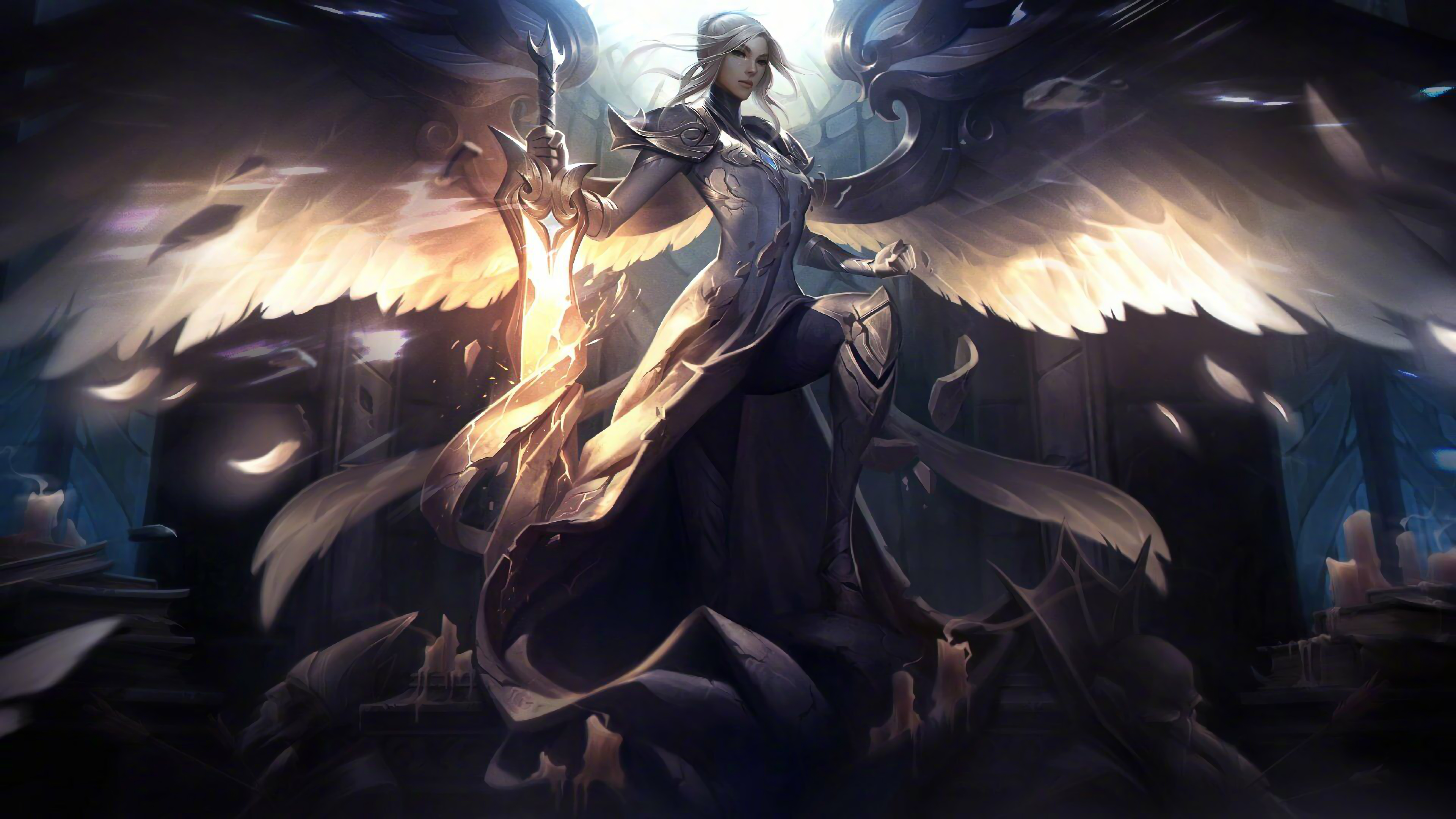 Silver Kayle Unmasked Splash Art Lol 4k Wallpaper 35