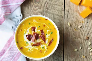 butternut squash soup with bacon