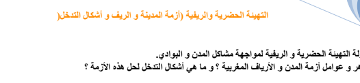 تحميل ملخص درس التهيئة الحضرية والريفية أزمة المدينة والريف وأشكال التدخل PDF