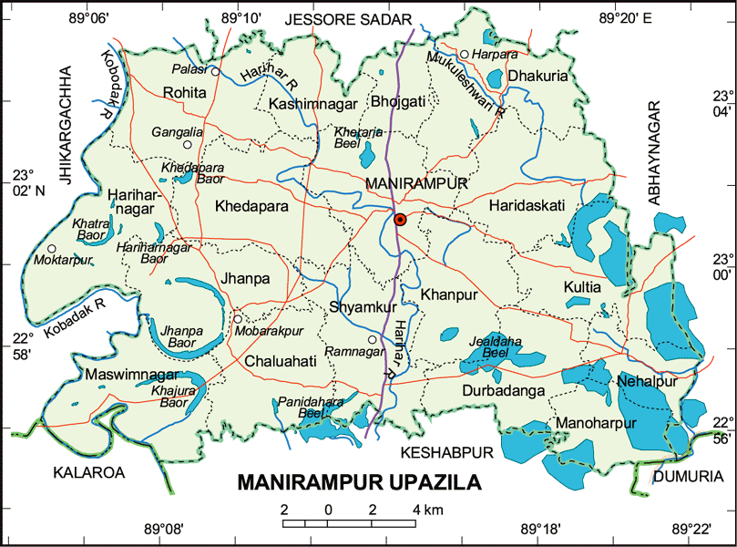 Manirampur Upazila Map Jessore District Bangladesh