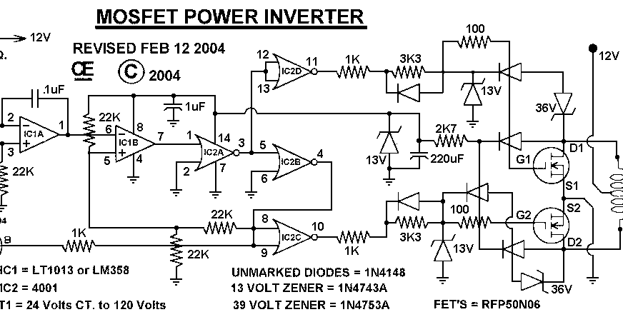 Mosfet 1000W Power Inverter schematic - Simple Schematic Collection