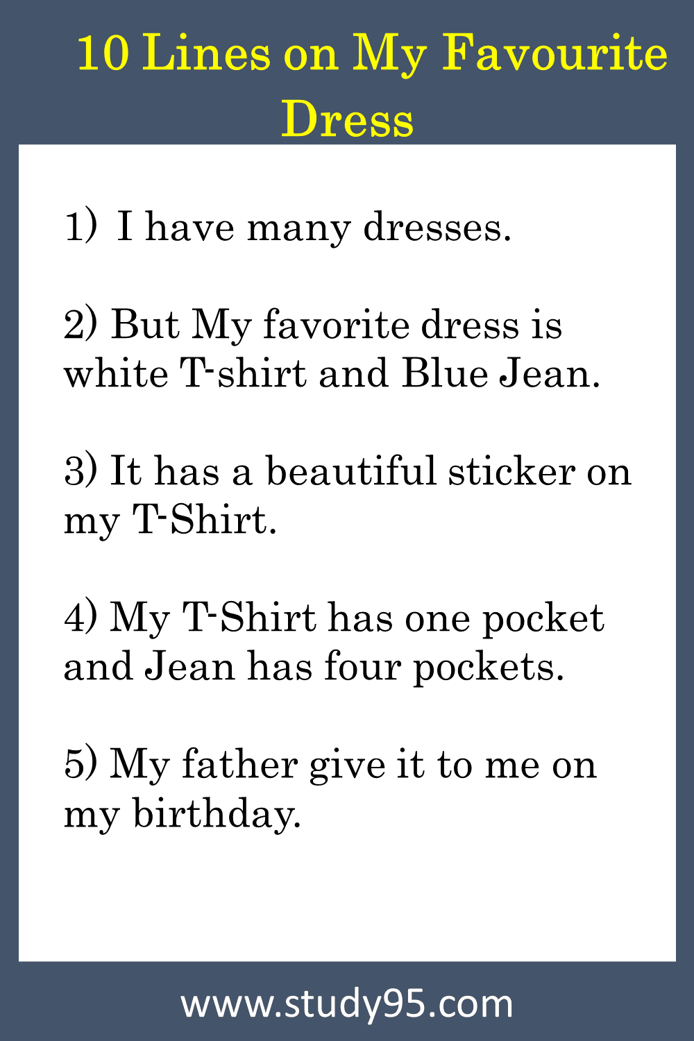 10 Lines on My Favourite Dress