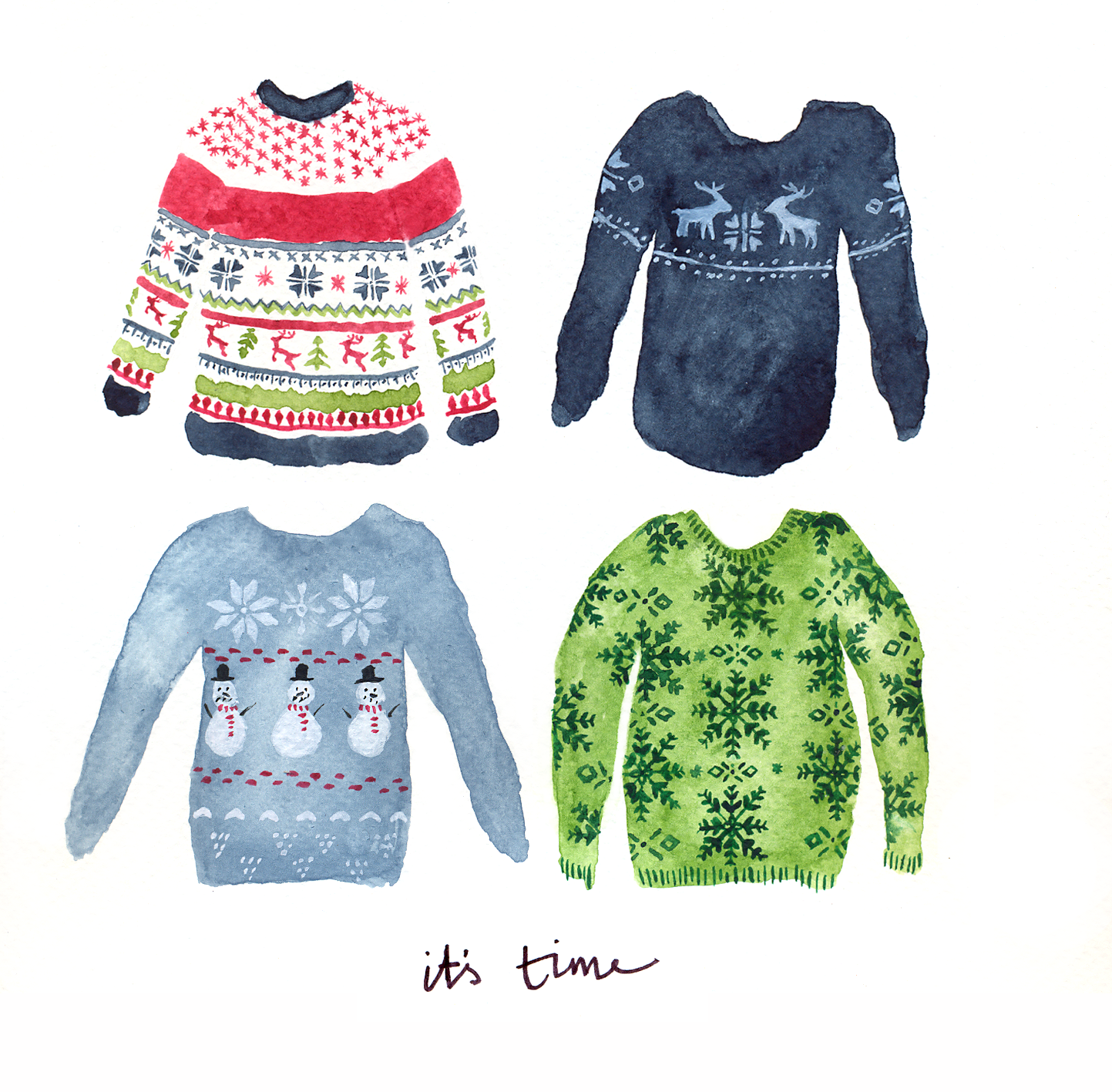 Drawing and gardening and celebrating anything nice in between: Christmas jumper watercolours
