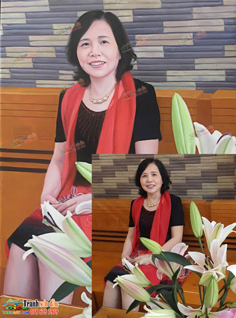 vẽ chân dung sơn dầu tặng cô giáo