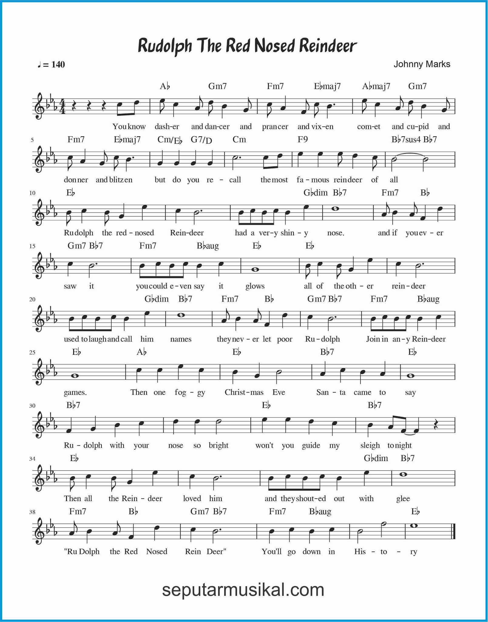 Chord Lagu Rudolph, the RedNosed Reindeer SEPUTAR MUSIK Chord Lagu Rudolph, the RedNosed Reindeer SEPUTAR MUSIK