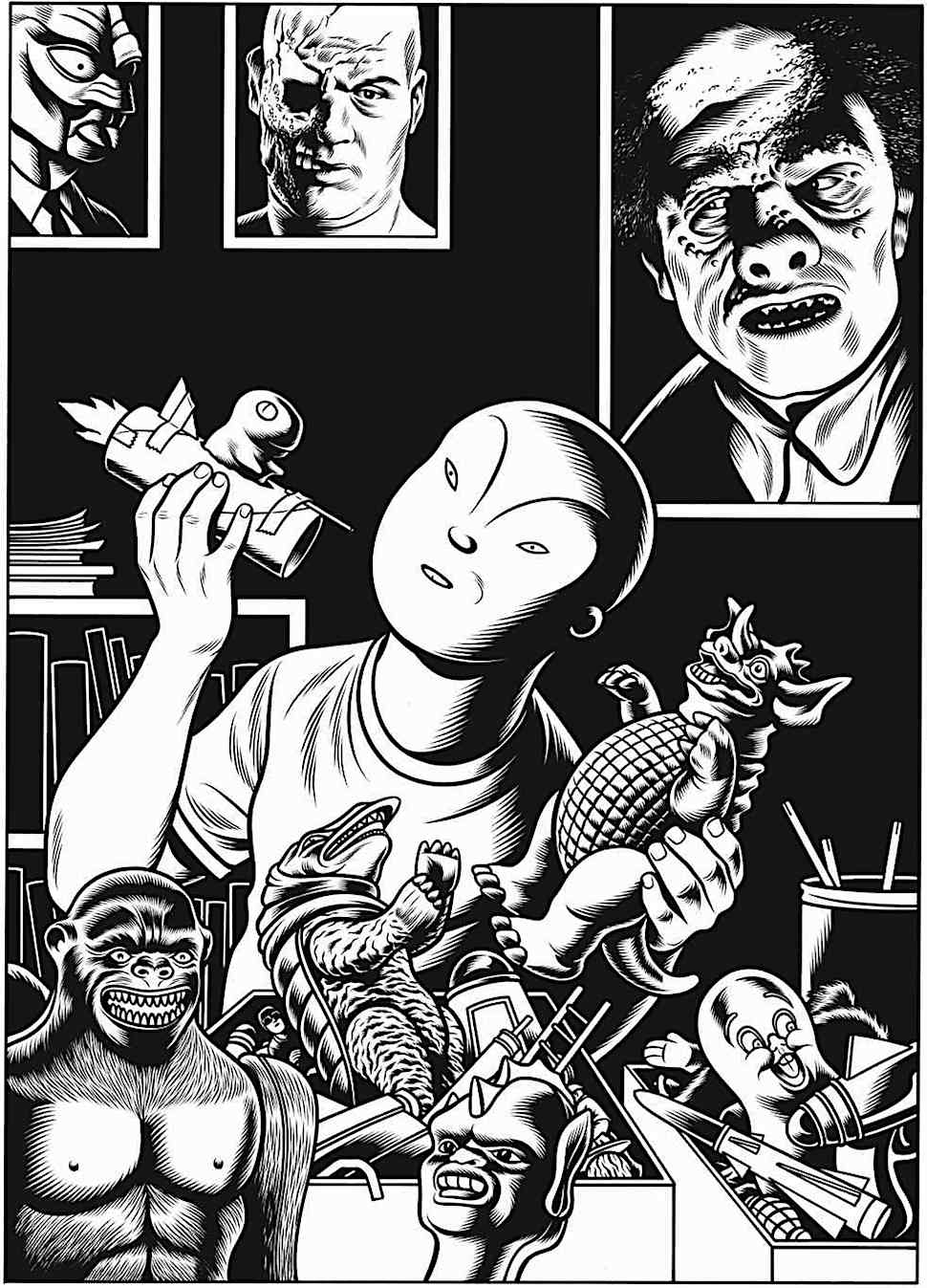 Charles Burns Charles Burns' Big Baby playing with his toys