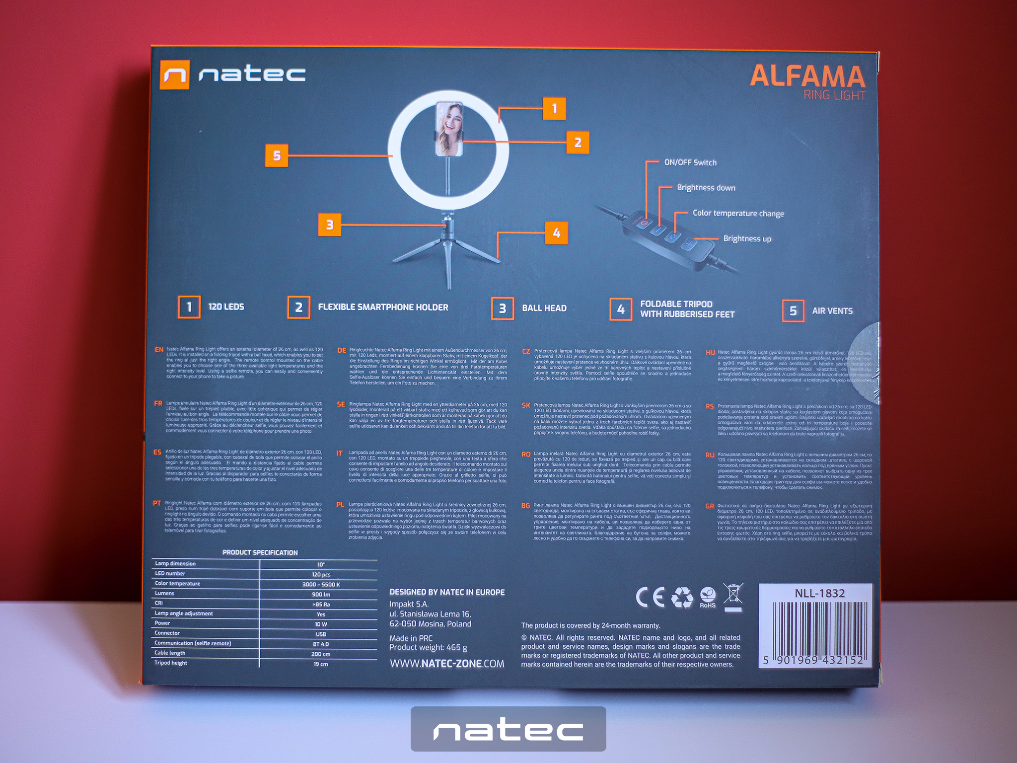 NATEC Alfama Ring Light tył pudełka